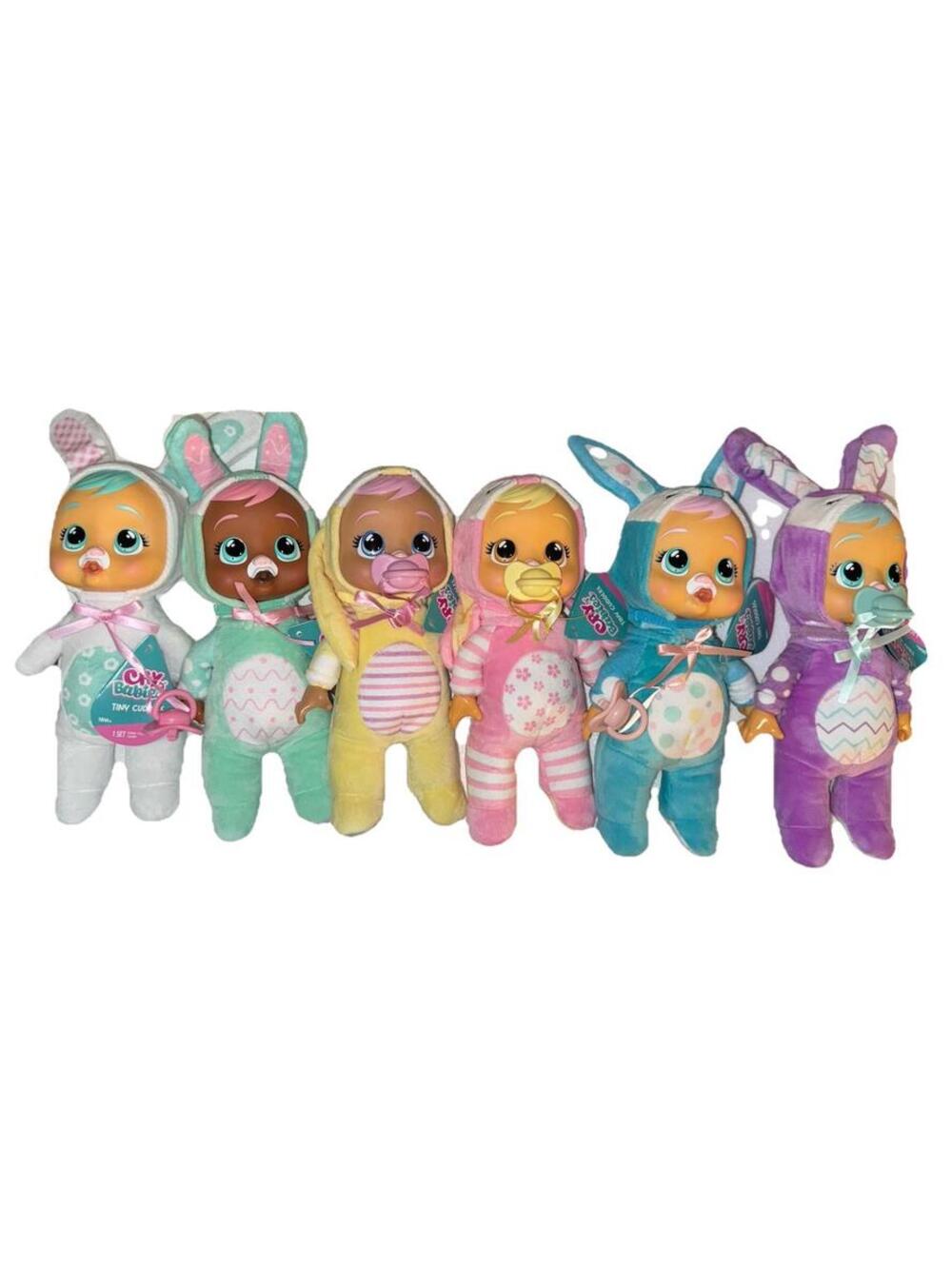 Cry Babies Tiny Cuddles EASTER Set OF 6 Colorful Easter Egg Bunnies